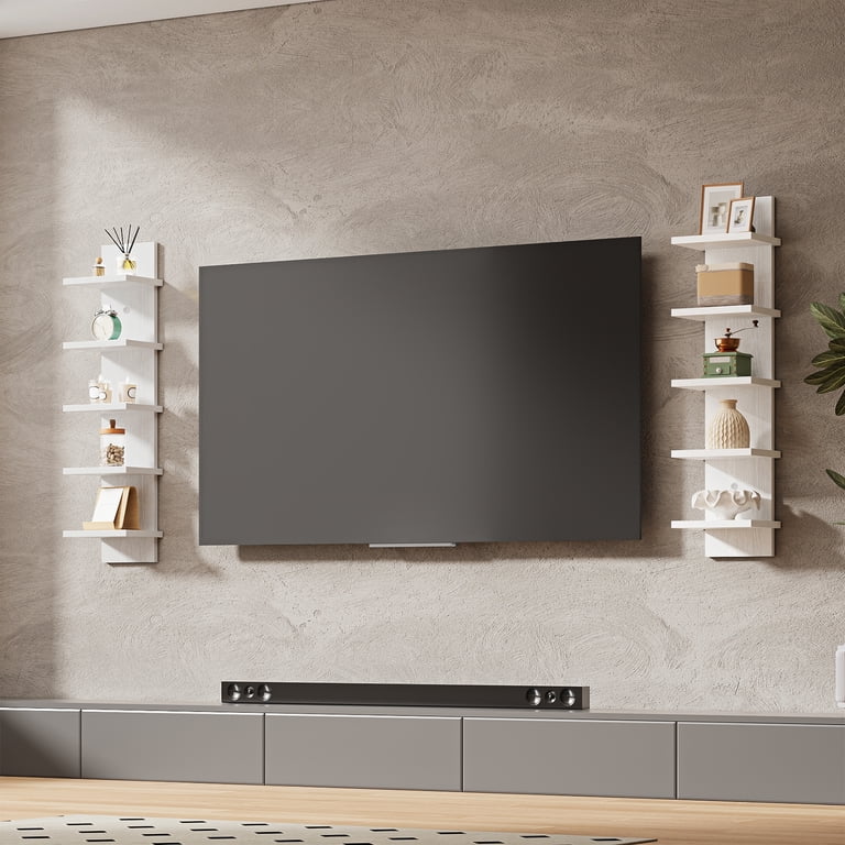 Fairy 5-Tier Vertical Floating Wall Shelf Unit, White photo 4
