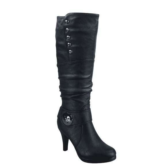 Women's Heeled Knee High Platform Side Zip Buckle Casual Dress Fashion Boots Shoes ( Black, 11)
