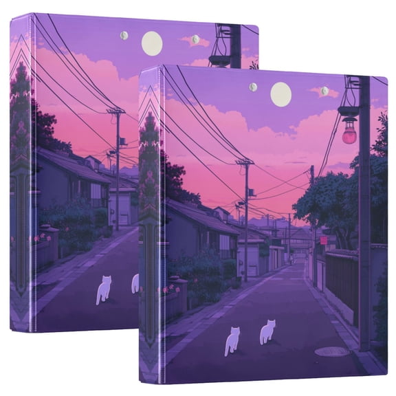 FORMRS 3 Ring Binder 1.5 inch with Pockets Set of 2 Clip Board 200 Sheets Capacity, White Cat Walking