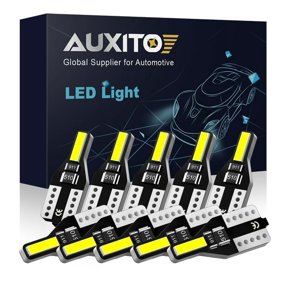 AUXITO T10 194 LED Light Bulb 168 W5W 2825 White Super Bright for Car Interior License Plate Dome Map Lights , Pack of 10