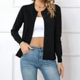 thumbnail image 2 of Women'S Long Sleeve Button Down Crew Neck Classic Sweater Knit Cardigan Black L, 2 of 6