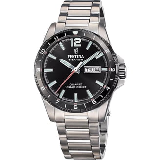 Festina F16489-6 Men's White Dial Black Leather Strap Chronograph