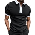 thumbnail image 1 of T-Shirts Ajustés pour Hommes, Mode, Fermeture Éclair, Col Rabattu, Manches Courtes, Blanc TTG, 1 of 1