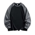 thumbnail image 2 of XRoczxe Men Raglan Color Block Long Sleeve T-Shirt, Casual Crew Neck Contrast Pullover Top, Loose Fit Basic Layer Shirt for Winter Daily Wear Black, 2 of 5