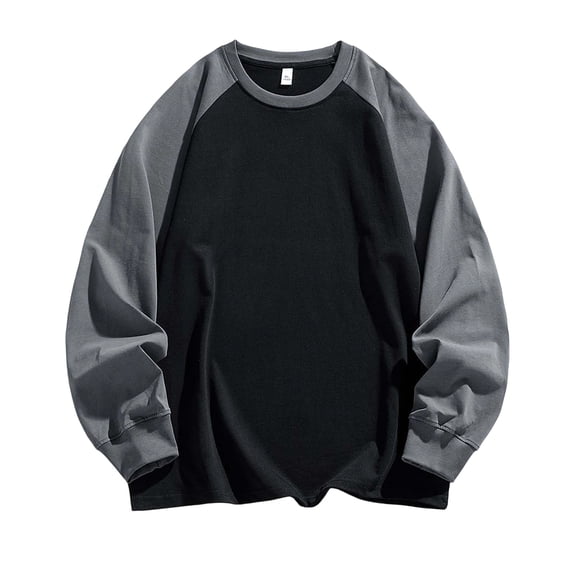 ZACPNCV Men's Raglan Long Sleeve Colorblock Crew Neck Casual T-Shirt,Black