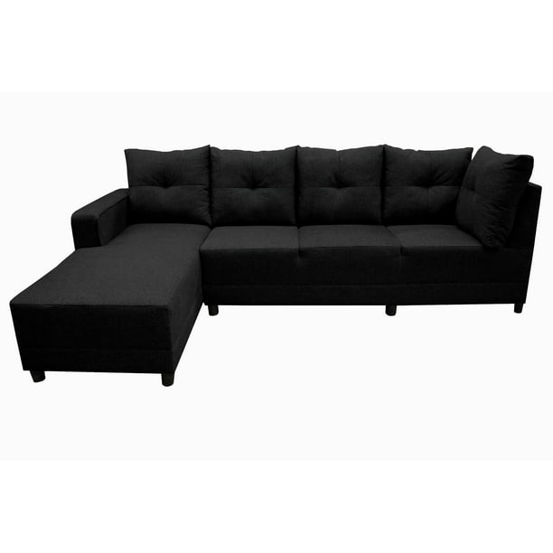 Sala Esquinera El Bazar Store Freya Negro 275x160 cm Tela Lino Nacional Modular