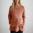 thumbnail image 2 of Edvintorg Maternity Shirts Fashion Solid Color Crewneck Ribbed Knit Sweater Tops Long Sleeeve Fall Maternity Clothes Plus Size Casual Pregnant Clothes for Women, 2 of 7