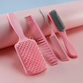 thumbnail image 4 of 4Pcs Paddle Hair Brush Set AntiStatic Fast Detangling for Thick Curly Straight Hair Black, 4 of 4