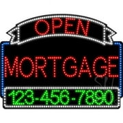 Everything Neon  Mortgage Open with Phone Number Animated LED Sign 24'' Tall x 31'' Wide x 1'' Deep