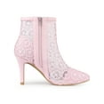 thumbnail image 3 of BLISSFUL STEP Women's Pointed Toe Lace Flower Stiletto Heels Ankle Boots, 3 of 7