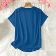 thumbnail image 6 of CBASIHI Womens Oversized Short Sleeve Tops- Casual Vintage Summer V Neck Basic T Shirts Blue Size L, 6 of 8
