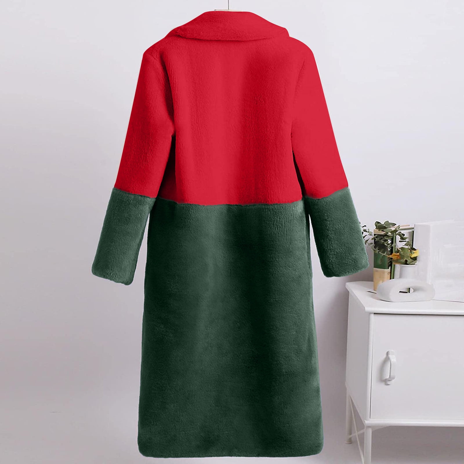 Women's Soft Faux Teddy Fuzzy Warm Long Overcoat Open Front Cardigan Lapel Collar Long Sleeve Loose Fit Jacket Coat