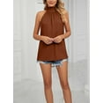 thumbnail image 5 of PULLIMORE Women's Sleeveless Tie Halter Tops Summer High Neck Tank Top Loose Casual Shirts Blouse （Caramel,L）, 5 of 6
