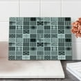 thumbnail image 2 of Grey Cutting Board, Mixed Checkered Squared Scotch Plaid Striped Patterns in Patchwork Style Image, Decorative Tempered Glass Cutting and Serving Board, Small Size, Black White Grey, by Ambesonne, 2 of 5