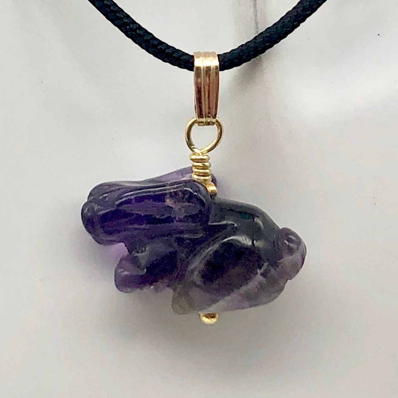 Amethyst Bunny Rabbit Pendant Necklace|Semi Precious Stone Jewelry|14k ...