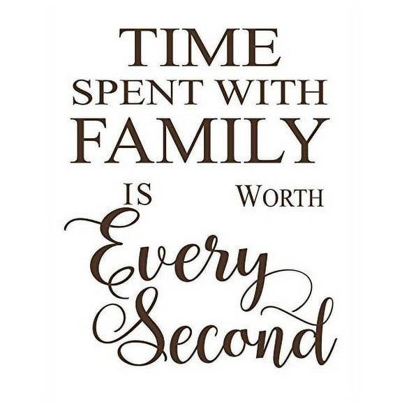 Time Spent With Family Worth Every Second Wall Letters For Clock Arrangement Vinyl Sticker Decals, 23 x 28.5 , Chocolate Brown