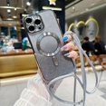 thumbnail image 1 of Crossbody Lanyard Gradient Glitter Magnetic Case For iPhone 15 14 13 12 11 Pro Max Plus For Magsafe Plating Soft TPU Back Cover, 1 of 7