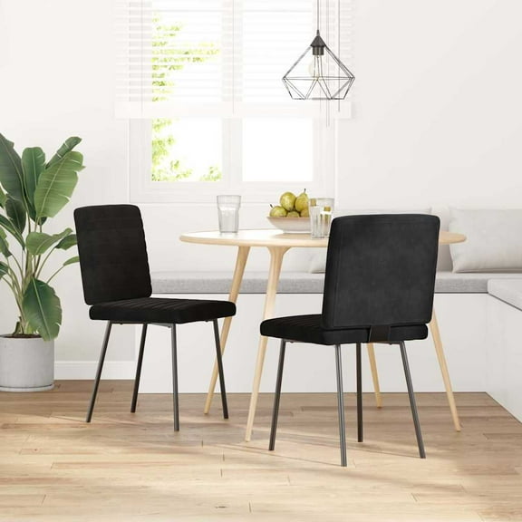 vidaXL Dining Chair Set of 2 Black Velvet (100% polyester), Plywood, Metal