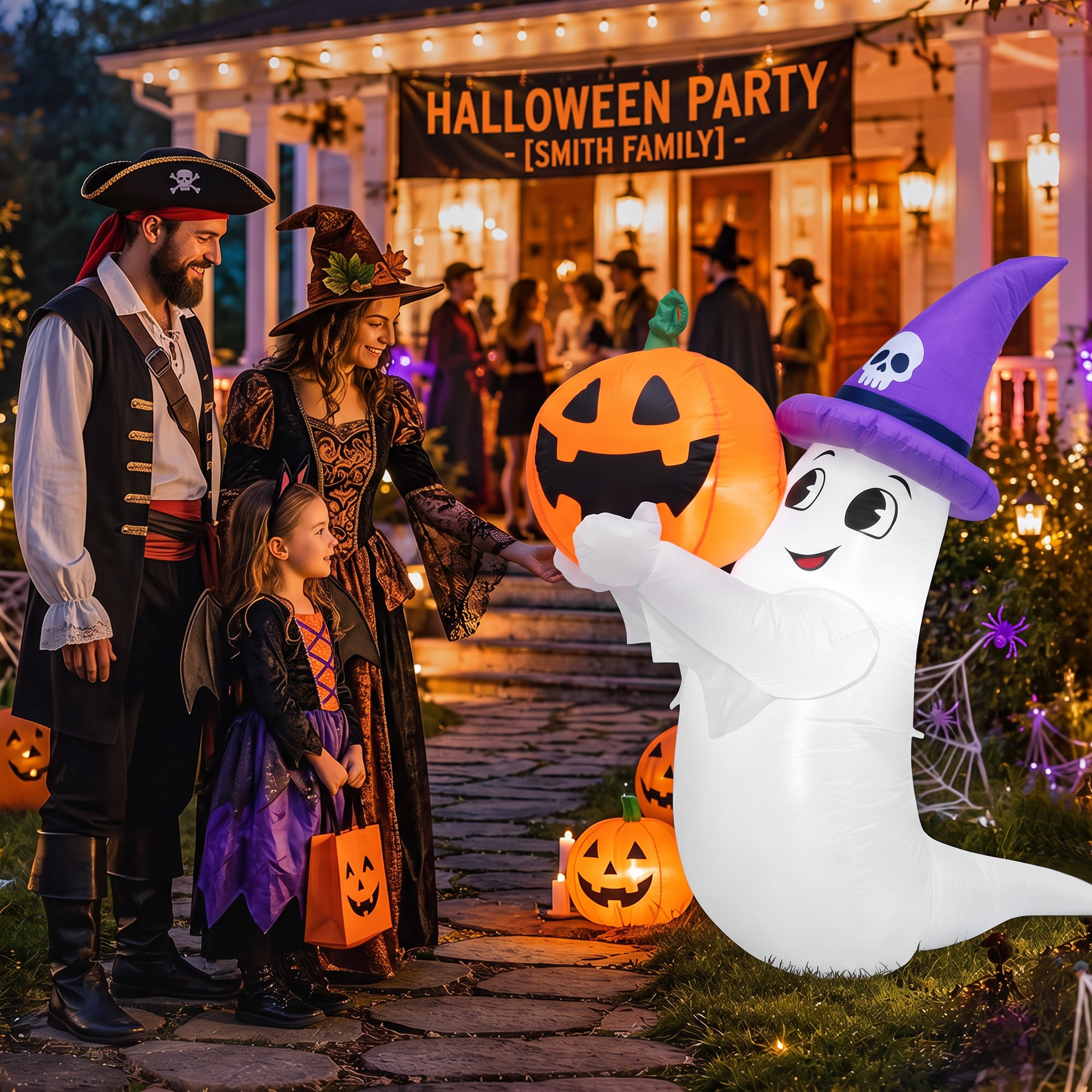 GVDV 5.5ft Halloween Ghost and Pumpkin Inflatable with LEDs photo 5