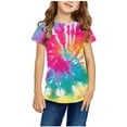 thumbnail image 4 of AJTQTH Boys Girls Tshirts Kids Summer Casual Breathable Comfy Clothes Outfits Tie-Dye Short Sleeve Round Neck Tops Cute Ombre Color Tees Shirts Blouses Multicolor#02 5-6 Years, 4 of 4
