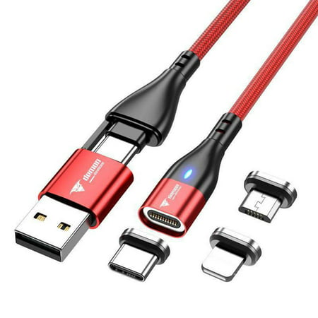 Demon Devices 6-in-1 Magnetic Fast Charging and Data Cable USB-C Type-C Micro-USB 100 Watt