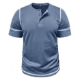 thumbnail image 4 of SWSMCLT Men's Button Henley Shirt Pull On Cotton Elasthane Breathable Spring Regular Fit Tee Comfy Shirt Casual Blue Medium, 4 of 5