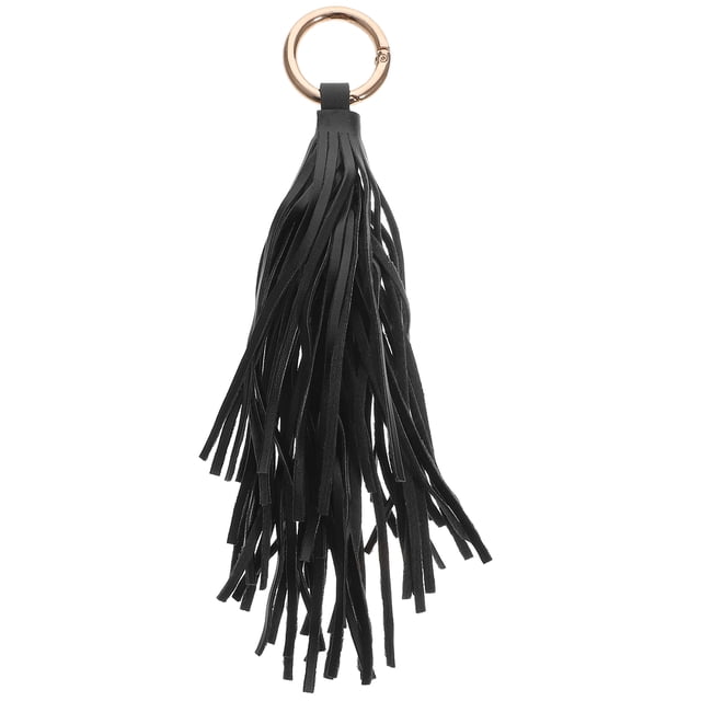 Colgante con borla para bolso: elegante llavero con borla de cuero sintético para mujer. Abalorio para bolso y accesorio decorativo para llaves de coche.
