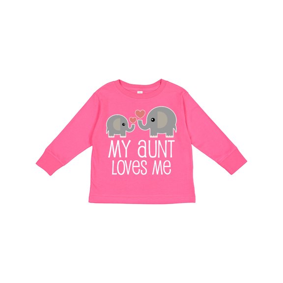 Inktastic My Aunt Loves Me Niece Nephew Elephant Boys or Girls Long Sleeve Toddler T-Shirt
