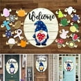 thumbnail image 5 of Jlong Interchangeable Welcome Sign for Front Door Porch Decor, Wooden Halloween Gnome Door Hanger Wreath with 6 Pieces Seasonal Holiday Icons, Rustic Farmhouse Home Sign DIY Wall Hanging Decor, 5 of 5
