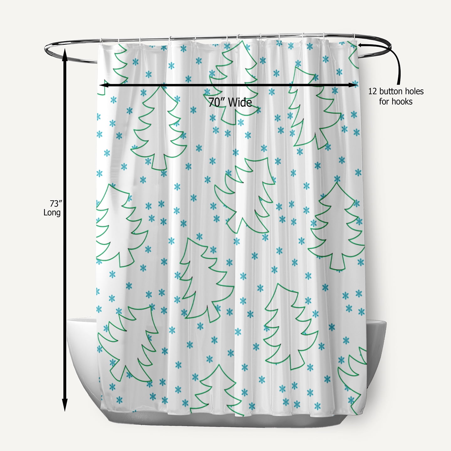 Simply Daisy 70" W x 73" L Tree Outlines Polyester Shower Curtain, Turquoise [1 Ct]