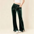 thumbnail image 6 of YYDGH Women's Velvet Pants Drawstring Elastic High Waist Wide Leg Lounge Pants Casual Flare Leg Side Split Hem Trousers with Pockets, 6 of 9