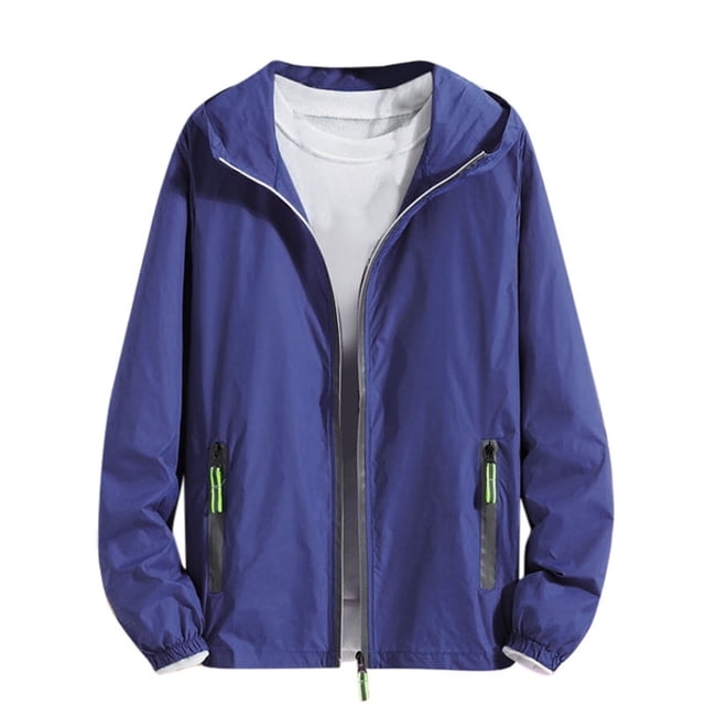 Veste à Capuche pour Hommes, Poche Réfléchissante Fermeture Éclair Manches Longues Protection Solaire Tenue Décontractée Extérieure, Tissu Polyester, Noir m