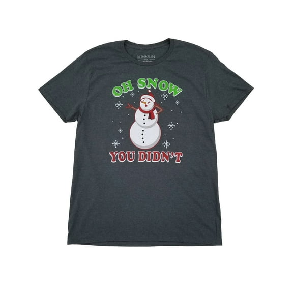 Mens Heather Gray Oh Snow You Didn't Christmas Snowman T-Shirt Large