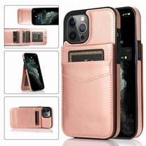 Dteck Back Wallet Phone Case for Apple iPhone 12 Pro / 12 6.1" with ID & Credit Card Holder Slots Pockets Wallet Back Cover Stand Flip Folio Leather Cell Cases Women Men, Rosegold