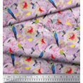 thumbnail image 2 of Soimoi Purple Cotton Poplin Fabric Floral,Parrot & Hummingbird Bird Fabric Prints by Yard 42 Inch Wide, 2 of 3