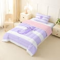 thumbnail image 2 of Erosebridal Teens Ribbon Bow Knot Geometric Stripes Twin Comforter Sets 3-Piece,Bling Glitter Print J Personalized Initial Bedding Set For Children Boys Girls,Pink Reversible, 2 of 6