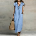 thumbnail image 5 of 2026 European And Station Summer Solid Color Elegant Temperament Flying Sleeve Dress, 5 of 8