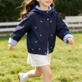 thumbnail image 6 of Teen Girls Jacket Lightweight Hooded Windbreaker Kids Water-Resistant Light Rain Jacket Bow Embroidery Lapel Hooded Outerwear, 6 of 8