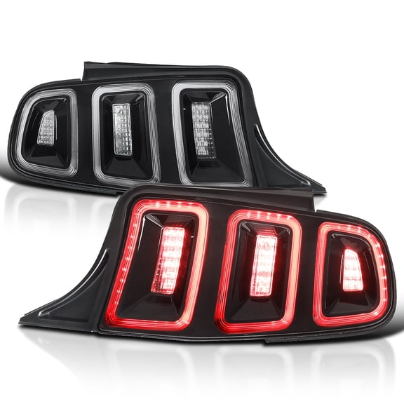 Spec-D Tuning Black Full LED Tail Lights w/ Sequential Turn Signals Compatible with 2010-2014 Ford Mustang Base / GT / Shelby GT500, Left Right Lamp Assembly