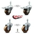 thumbnail image 2 of 3 Inch High Temp Phenolic Swivel 3/8 Inch Stem Caster Set 2 Total Lock Brake SCC, 2 of 2