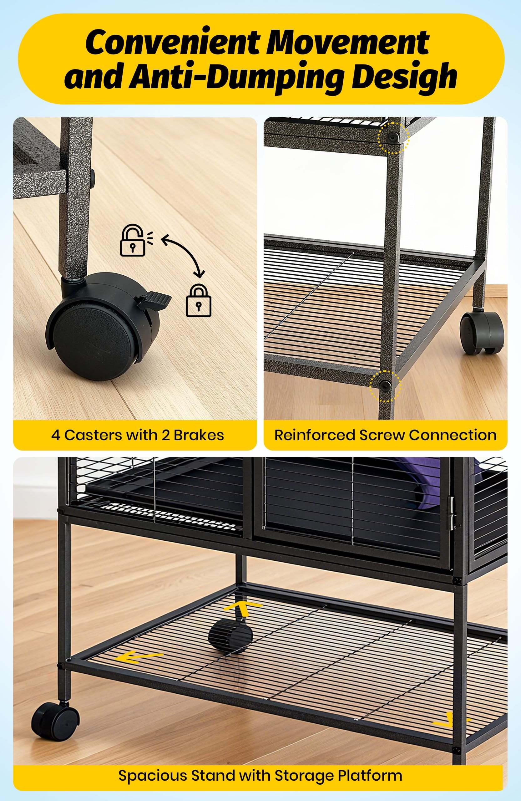 QinaQin Small Animal Cage, Multi Level Metal Habitat with Ramps, Shelves and Trays for Ferrets, Rabbits or Guinea Pigs