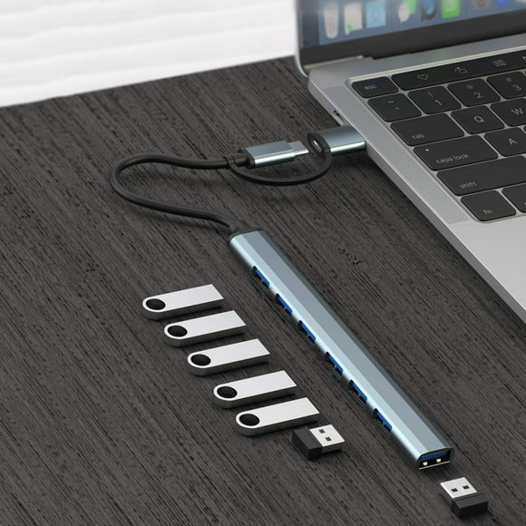 Extensor USB 3.0 Hub divisor de interfaz múltiple Estación de acoplamiento multifunción Concentrador de computadora de alta velocidad Velocidad máxima de transmisión Toma de carga rápida de 5 Gbps