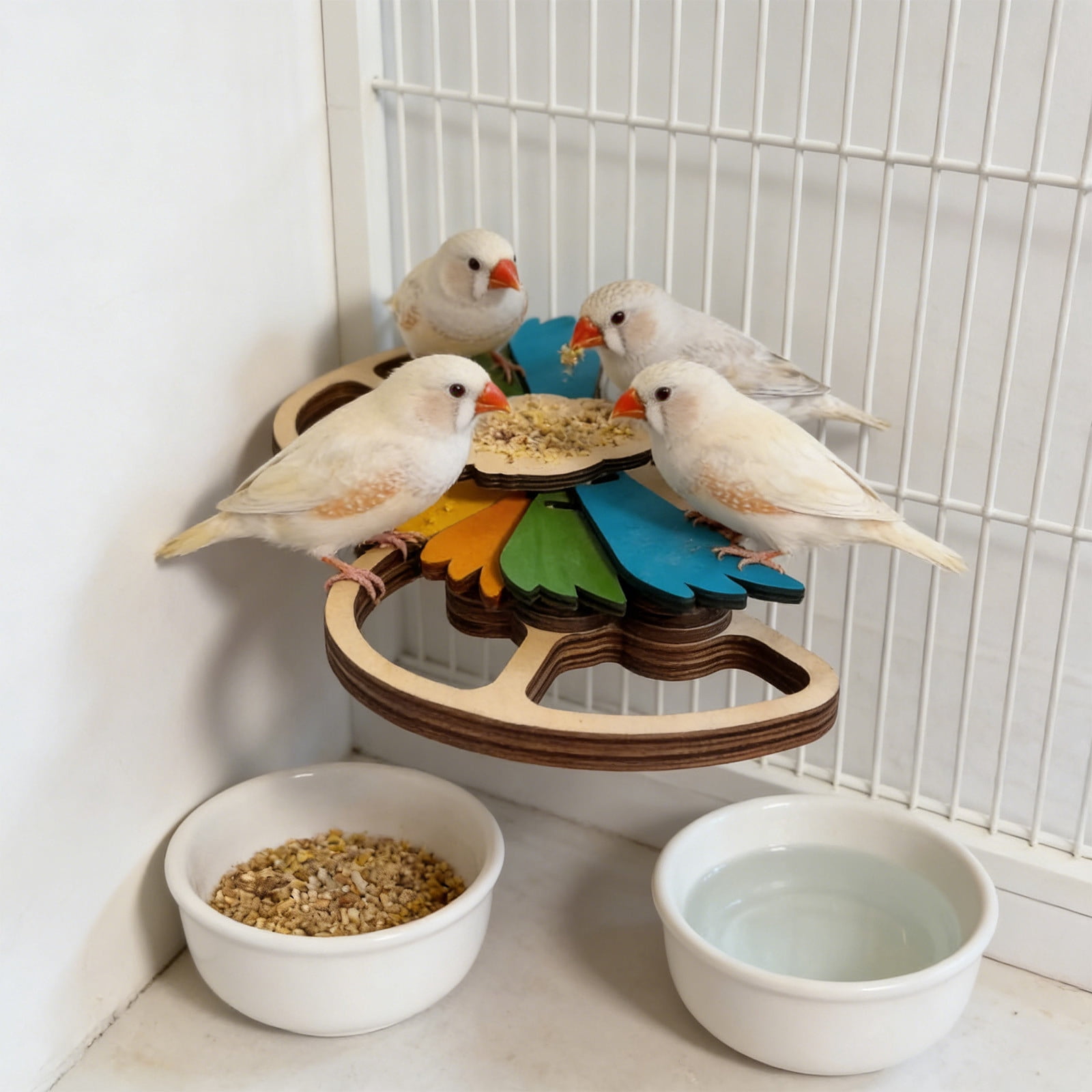 Wooden Bird Foraging Toy Puzzle Feeder Interactive Pet Training Toy Treat Dispenser Activity Enrichment Puzzle Toy for Cage Birds Mental Stimulation Daily Play Exercise Feeding Entertainment Tool