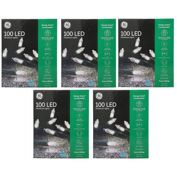 GE 100 Miniature Lights LED Energy Smart ConstantOn Pure White 5-Pack