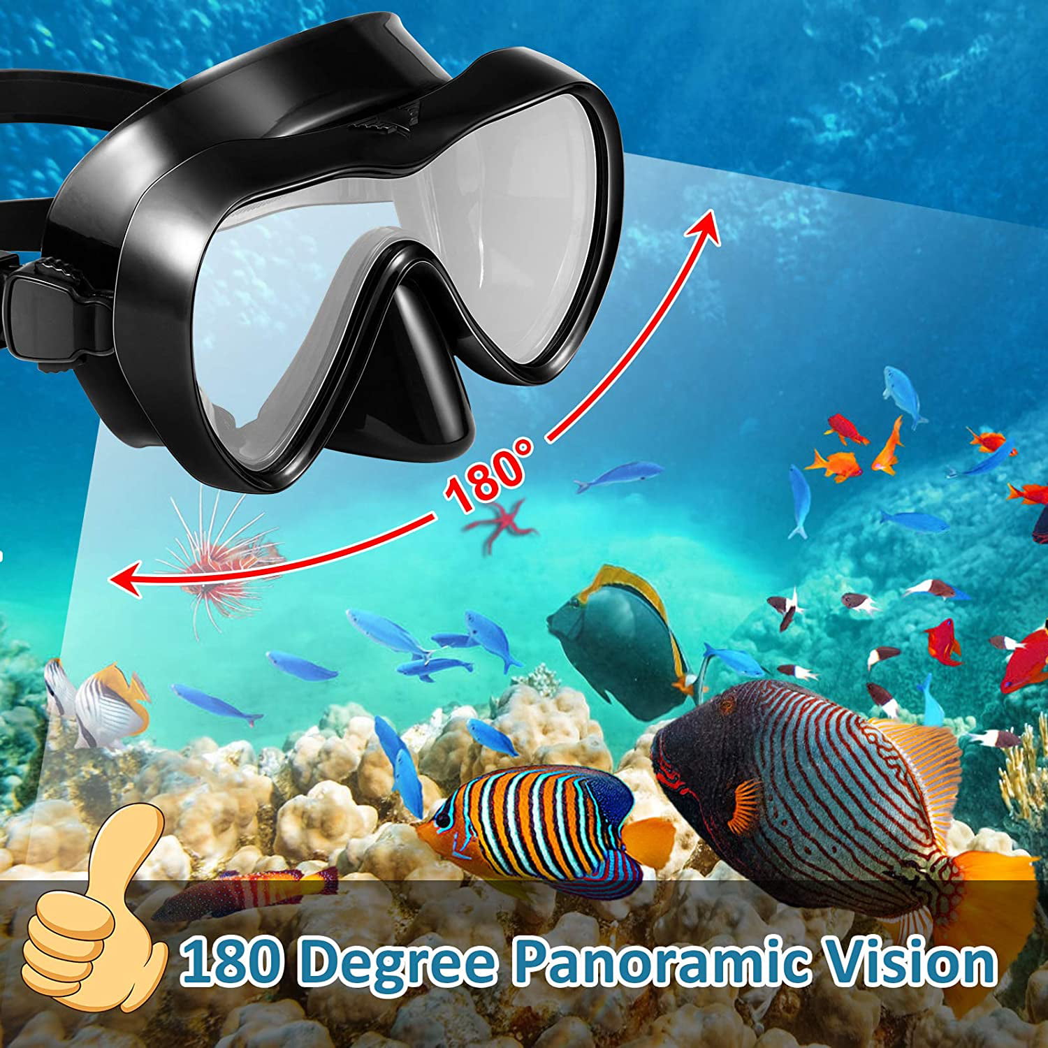 ZMteam Snorkel Set Snorkeling Gear Adults,Dry Top Diving Masks and Snorkel for Man Women Swimming Easy-Breath Scuba Gear with Anti-Leak Anti-Fog Tempered Panoramic Glass for Diving 