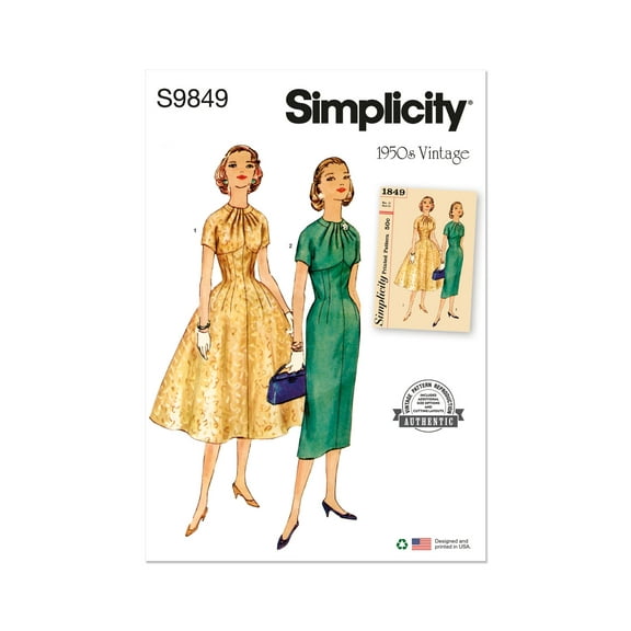 Simplicity Sewing Pattern 9849 - Misses' Dress with Skirt Variations, Size: U5 (16-198-20-22-24)
