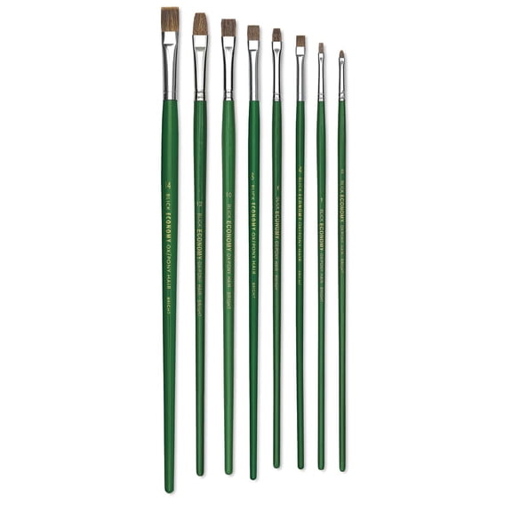 Blick Economy Ox/Pony Hair Brush Set - Bright, Long Handle, Set of 9