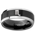 thumbnail image 2 of Tungsten Scorpio Horoscope 8mm Brushed Black 2 Tone Beveled Edges Men Ring, 2 of 2