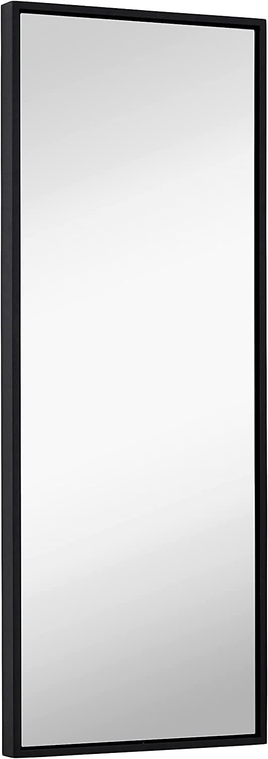 Hamilton Hills Clean Large Modern Black Frame Wall Mirror 18" x 48" Contemporary Premium