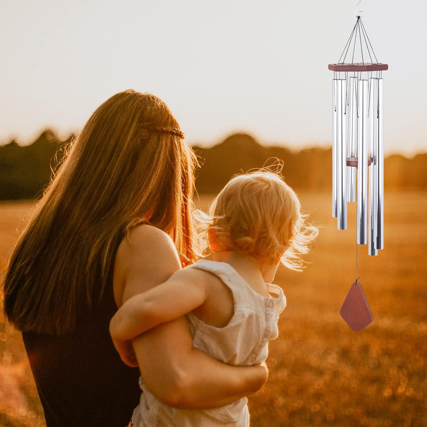 Large Outdoor Metal Wind Chime, Large Wind Chime, Deep Tones, Soothing, With Six Tubes, Suitable For Garden, Patio, Home, Perfect Gifts